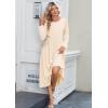 imageZeagoo Long Sleeve Dresses for Women 2025 Fall Winter Casual Flowy ALine Boho Midi Party Long Dress with PocketsBeige