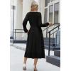 imageZeagoo Long Sleeve Dresses for Women 2025 Fall Winter Casual Flowy ALine Boho Midi Party Long Dress with PocketsBlack