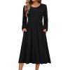 imageZeagoo Long Sleeve Dresses for Women 2025 Fall Winter Casual Flowy ALine Boho Midi Party Long Dress with PocketsBlack