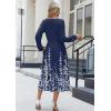 imageZeagoo Long Sleeve Dresses for Women 2025 Fall Winter Casual Flowy ALine Boho Midi Party Long Dress with PocketsBlue Floral