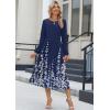 imageZeagoo Long Sleeve Dresses for Women 2025 Fall Winter Casual Flowy ALine Boho Midi Party Long Dress with PocketsBlue Floral