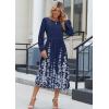 imageZeagoo Long Sleeve Dresses for Women 2025 Fall Winter Casual Flowy ALine Boho Midi Party Long Dress with PocketsBlue Floral