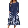 imageZeagoo Long Sleeve Dresses for Women 2025 Fall Winter Casual Flowy ALine Boho Midi Party Long Dress with PocketsBlue Floral