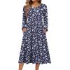 imageZeagoo Long Sleeve Dresses for Women 2025 Fall Winter Casual Flowy ALine Boho Midi Party Long Dress with PocketsBlue Sprigs
