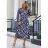 imageZeagoo Long Sleeve Dresses for Women 2025 Fall Winter Casual Flowy ALine Boho Midi Party Long Dress with PocketsBlue Sprigs