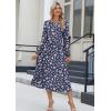 imageZeagoo Long Sleeve Dresses for Women 2025 Fall Winter Casual Flowy ALine Boho Midi Party Long Dress with PocketsBlue Sprigs