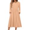 imageZeagoo Long Sleeve Dresses for Women 2025 Fall Winter Casual Flowy ALine Boho Midi Party Long Dress with PocketsCamel