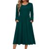 imageZeagoo Long Sleeve Dresses for Women 2025 Fall Winter Casual Flowy ALine Boho Midi Party Long Dress with PocketsDark Green