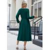 imageZeagoo Long Sleeve Dresses for Women 2025 Fall Winter Casual Flowy ALine Boho Midi Party Long Dress with PocketsDark Green