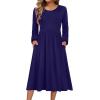 imageZeagoo Long Sleeve Dresses for Women 2025 Fall Winter Casual Flowy ALine Boho Midi Party Long Dress with PocketsNavy 2