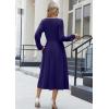 imageZeagoo Long Sleeve Dresses for Women 2025 Fall Winter Casual Flowy ALine Boho Midi Party Long Dress with PocketsNavy 2