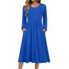 imageZeagoo Long Sleeve Dresses for Women 2025 Fall Winter Casual Flowy ALine Boho Midi Party Long Dress with PocketsNavy