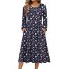 imageZeagoo Long Sleeve Dresses for Women 2025 Fall Winter Casual Flowy ALine Boho Midi Party Long Dress with PocketsNavy Floral