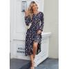 imageZeagoo Long Sleeve Dresses for Women 2025 Fall Winter Casual Flowy ALine Boho Midi Party Long Dress with PocketsNavy Floral