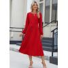 imageZeagoo Long Sleeve Dresses for Women 2025 Fall Winter Casual Flowy ALine Boho Midi Party Long Dress with PocketsRed