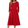 imageZeagoo Long Sleeve Dresses for Women 2025 Fall Winter Casual Flowy ALine Boho Midi Party Long Dress with PocketsRed