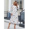 imageZeagoo Long Sleeve Dresses for Women 2025 Fall Winter Casual Flowy ALine Boho Midi Party Long Dress with PocketsWhite Floral