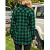 imageZeagoo Womens Flannel Shirts LongRoll Up Sleeve Collared Button Down Plaid Shirt Casual Work Tops1green
