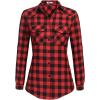 imageZeagoo Womens Flannel Shirts LongRoll Up Sleeve Collared Button Down Plaid Shirt Casual Work Tops1red