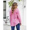 imageZeagoo Womens Flannel Shirts LongRoll Up Sleeve Collared Button Down Plaid Shirt Casual Work Tops1rose