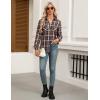 imageZeagoo Womens Flannel Shirts LongRoll Up Sleeve Collared Button Down Plaid Shirt Casual Work TopsCoffee