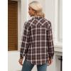 imageZeagoo Womens Flannel Shirts LongRoll Up Sleeve Collared Button Down Plaid Shirt Casual Work TopsCoffee
