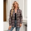 imageZeagoo Womens Flannel Shirts LongRoll Up Sleeve Collared Button Down Plaid Shirt Casual Work TopsCoffee