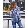 imageZeagoo Womens Flannel Shirts LongRoll Up Sleeve Collared Button Down Plaid Shirt Casual Work TopsDark Blue