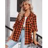 imageZeagoo Womens Flannel Shirts LongRoll Up Sleeve Collared Button Down Plaid Shirt Casual Work TopsOrange Black