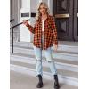 imageZeagoo Womens Flannel Shirts LongRoll Up Sleeve Collared Button Down Plaid Shirt Casual Work TopsOrange Black