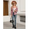 imageZeagoo Womens Flannel Shirts LongRoll Up Sleeve Collared Button Down Plaid Shirt Casual Work TopsPink2