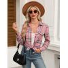 imageZeagoo Womens Flannel Shirts LongRoll Up Sleeve Collared Button Down Plaid Shirt Casual Work TopsPink2