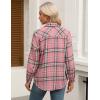 imageZeagoo Womens Flannel Shirts LongRoll Up Sleeve Collared Button Down Plaid Shirt Casual Work TopsPink2