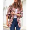 imageZeagoo Womens Flannel Shirts LongRoll Up Sleeve Collared Button Down Plaid Shirt Casual Work TopsZpink Plaid