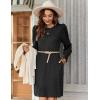 imageZeagoo Womens Knit Dress with Puff Sleeves for Fall ampamp Winter  Round Neck Casual Tunic DressAblack