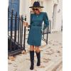 imageZeagoo Womens Knit Dress with Puff Sleeves for Fall ampamp Winter  Round Neck Casual Tunic DressBlue Green