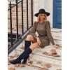 imageZeagoo Womens Knit Dress with Puff Sleeves for Fall ampamp Winter  Round Neck Casual Tunic DressBrown