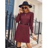 imageZeagoo Womens Knit Dress with Puff Sleeves for Fall ampamp Winter  Round Neck Casual Tunic DressBurgundy