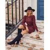imageZeagoo Womens Knit Dress with Puff Sleeves for Fall ampamp Winter  Round Neck Casual Tunic DressBurgundy