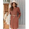 imageZeagoo Womens Knit Dress with Puff Sleeves for Fall ampamp Winter  Round Neck Casual Tunic DressCaramel