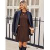 imageZeagoo Womens Knit Dress with Puff Sleeves for Fall ampamp Winter  Round Neck Casual Tunic DressCoffee