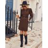 imageZeagoo Womens Knit Dress with Puff Sleeves for Fall ampamp Winter  Round Neck Casual Tunic DressCoffee