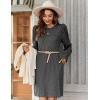imageZeagoo Womens Knit Dress with Puff Sleeves for Fall ampamp Winter  Round Neck Casual Tunic DressDark Grey