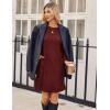 imageZeagoo Womens Knit Dress with Puff Sleeves for Fall ampamp Winter  Round Neck Casual Tunic DressDeep Red