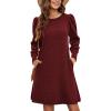 imageZeagoo Womens Knit Dress with Puff Sleeves for Fall ampamp Winter  Round Neck Casual Tunic DressDeep Red
