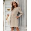 imageZeagoo Womens Knit Dress with Puff Sleeves for Fall ampamp Winter  Round Neck Casual Tunic DressKhaki
