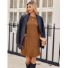 imageZeagoo Womens Knit Dress with Puff Sleeves for Fall ampamp Winter  Round Neck Casual Tunic DressLight Brown