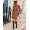 imageZeagoo Womens Knit Dress with Puff Sleeves for Fall ampamp Winter  Round Neck Casual Tunic DressLight Brown