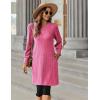 imageZeagoo Womens Knit Dress with Puff Sleeves for Fall ampamp Winter  Round Neck Casual Tunic DressRose Pink