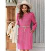 imageZeagoo Womens Knit Dress with Puff Sleeves for Fall ampamp Winter  Round Neck Casual Tunic DressRose Pink